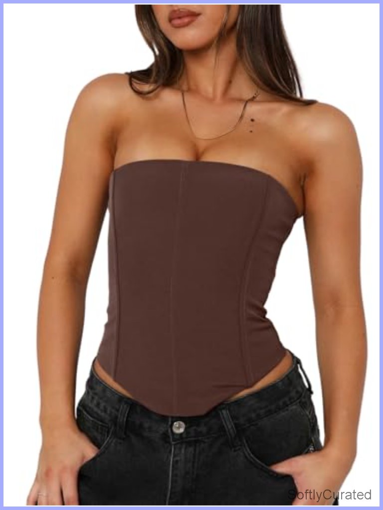 Sexy Corset Tube Top Summer Lace-Up Backless Y2k Going Out Cropped Tank Top